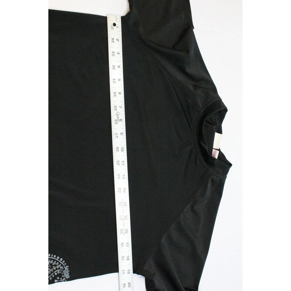 Kanu Surf Womens Black Paisley Rash Guard Short Sleeve Swim Shirt Large